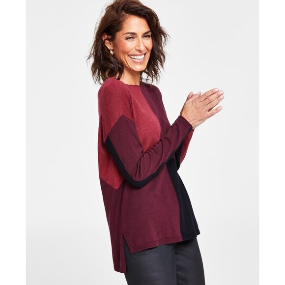 INC International Concepts Sweaters - I.N.C. International Concepts Colorblocked Boat-Neck Sweater Size S Petite